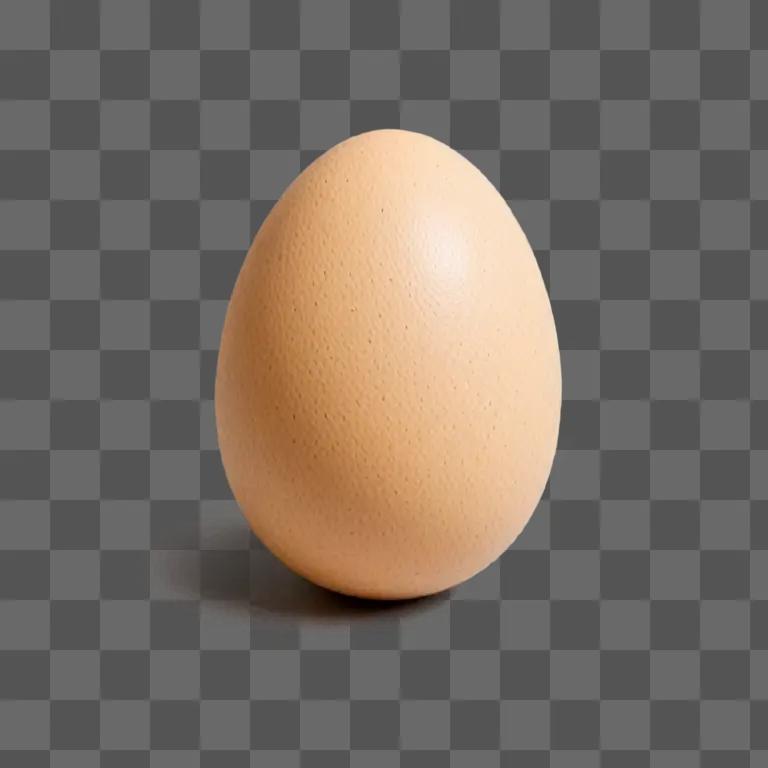 A close up of a raw egg on a beige surface