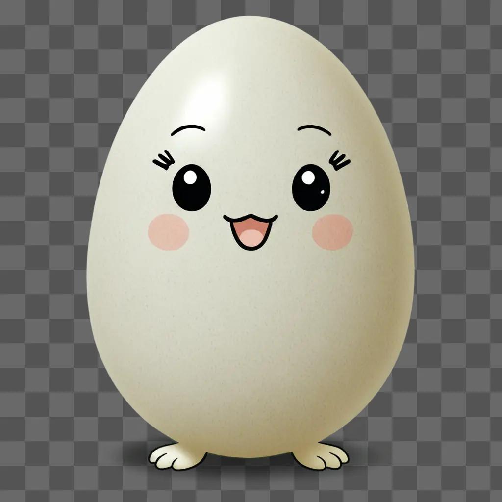 A cute egg drawing with a cute face and eyes