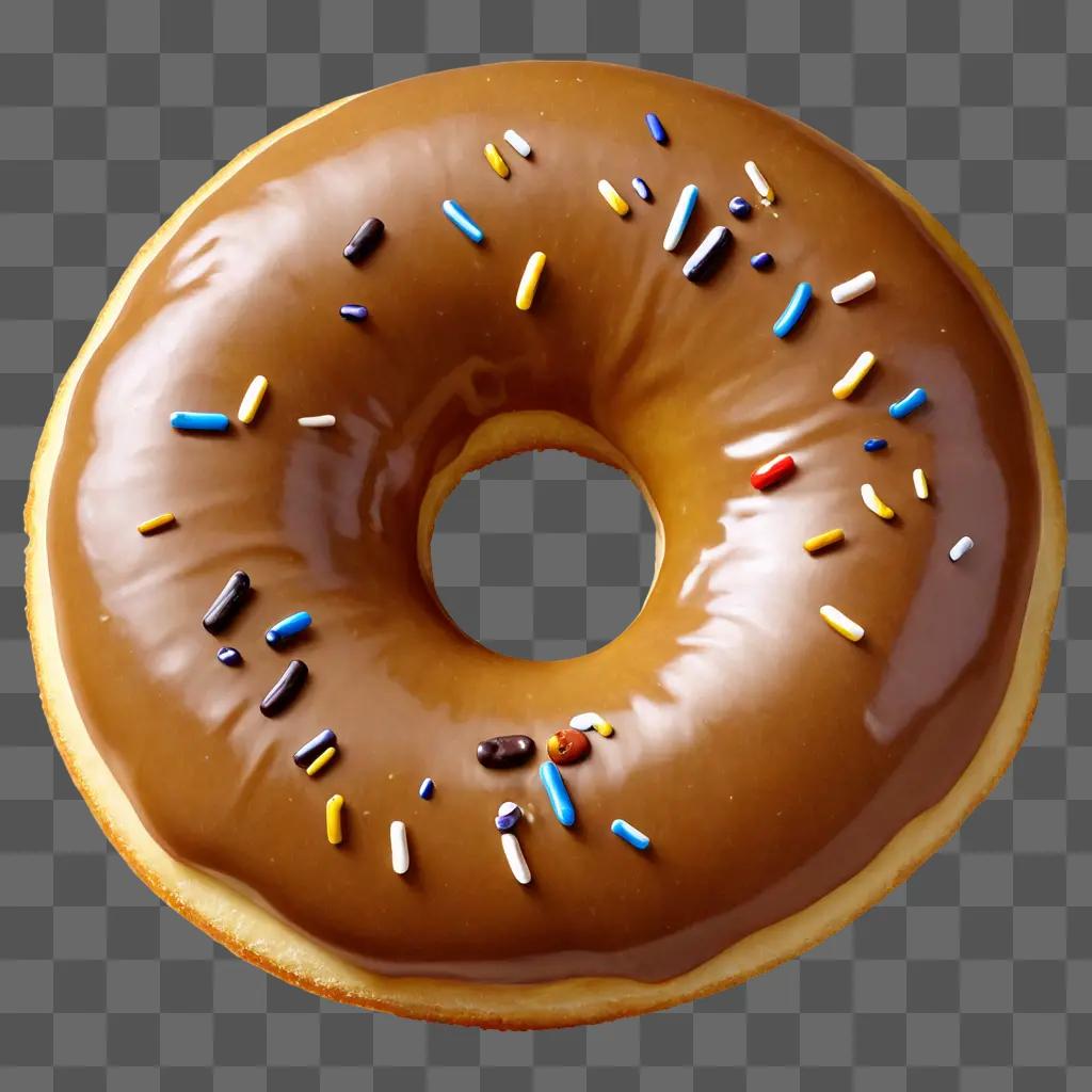 A realistic donut drawing on a brown background