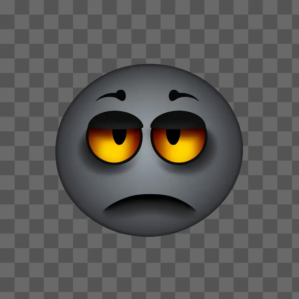 A scared emoji face with yellow eyes and a sad expression