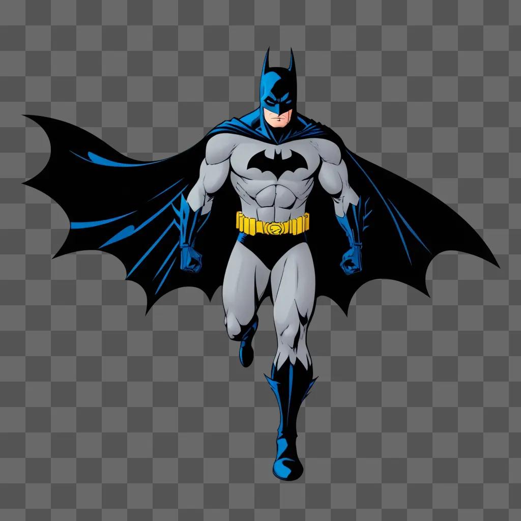 Batman with blue cape and black suit