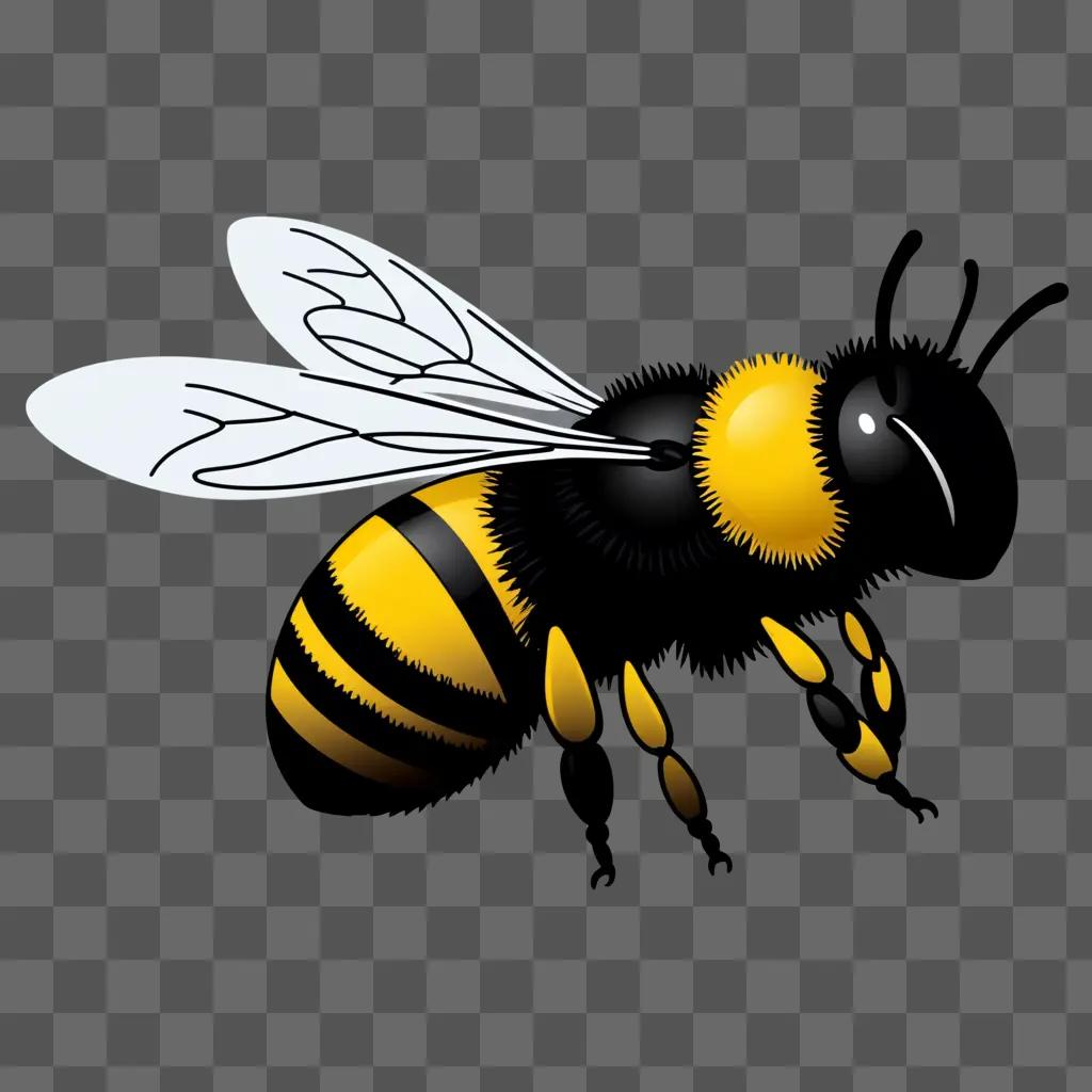 Bee in black and white clipart