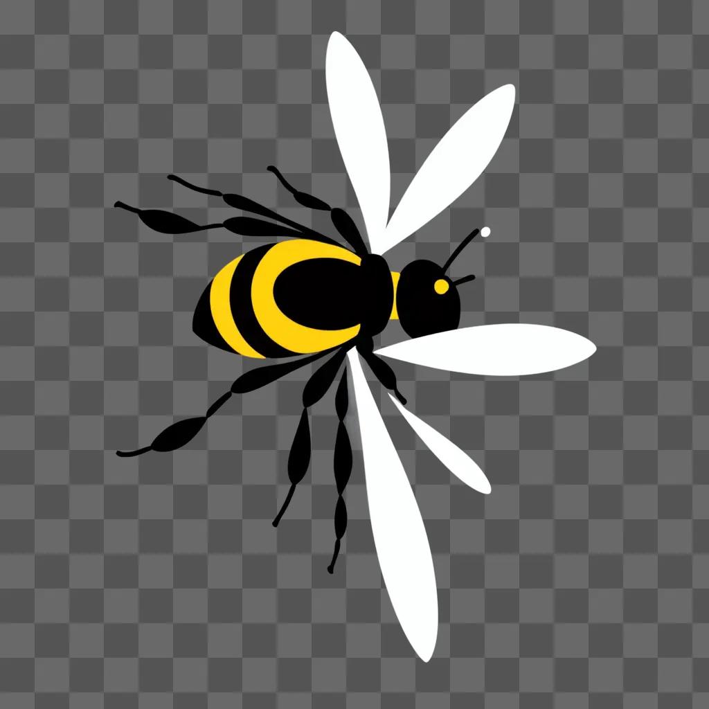 Black and white bee clipart design