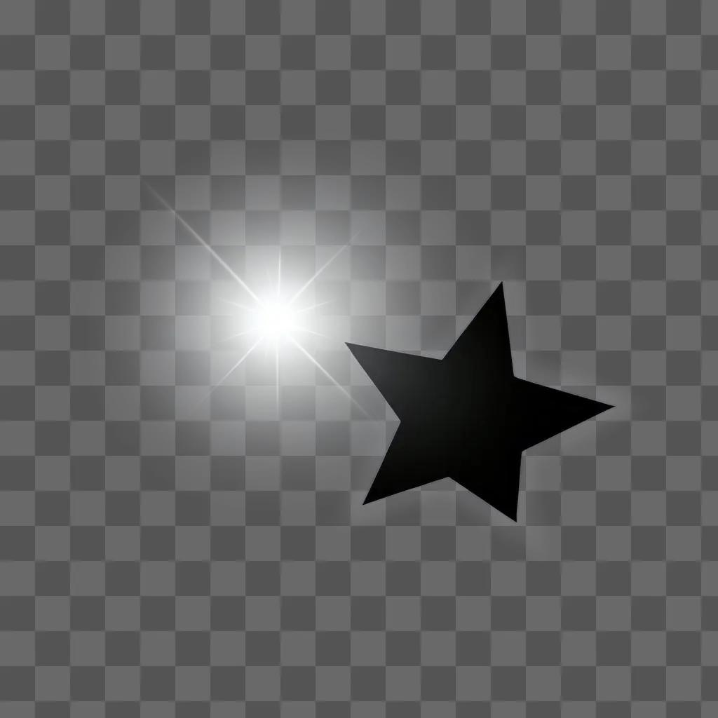 Black and white star clipart with a light shining on it