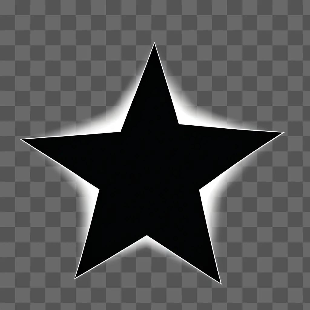 Black and white star clipart with white outline