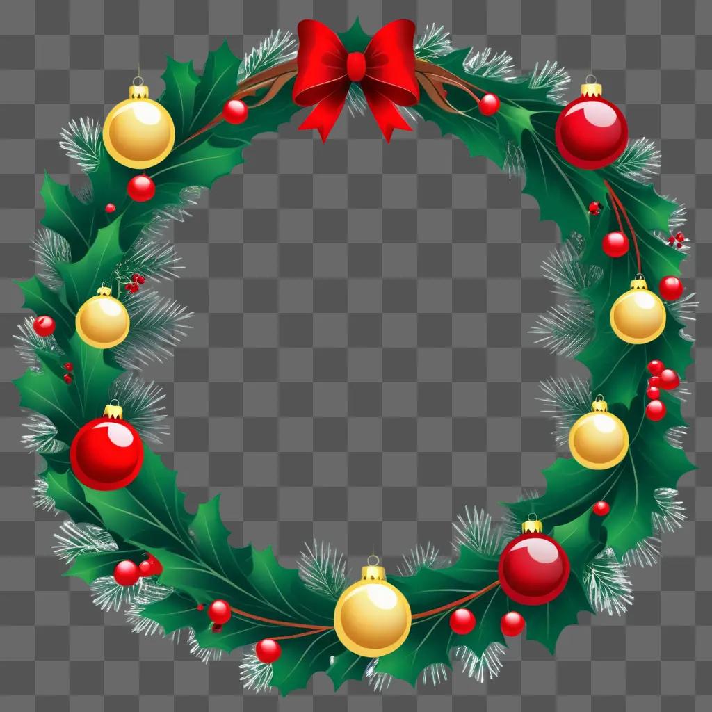 Christmas clipart border with holly and red and gold ornaments