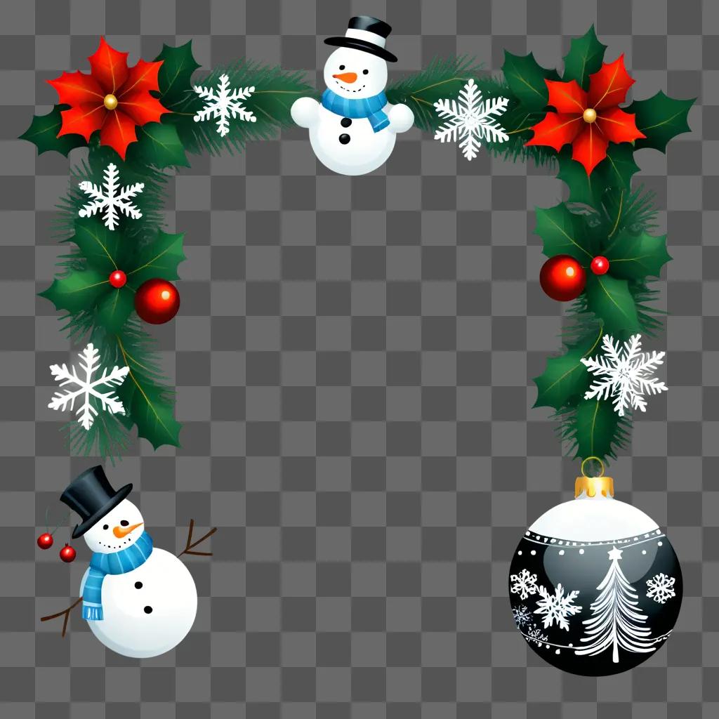 Christmas clipart free featuring a snowman and a wreath