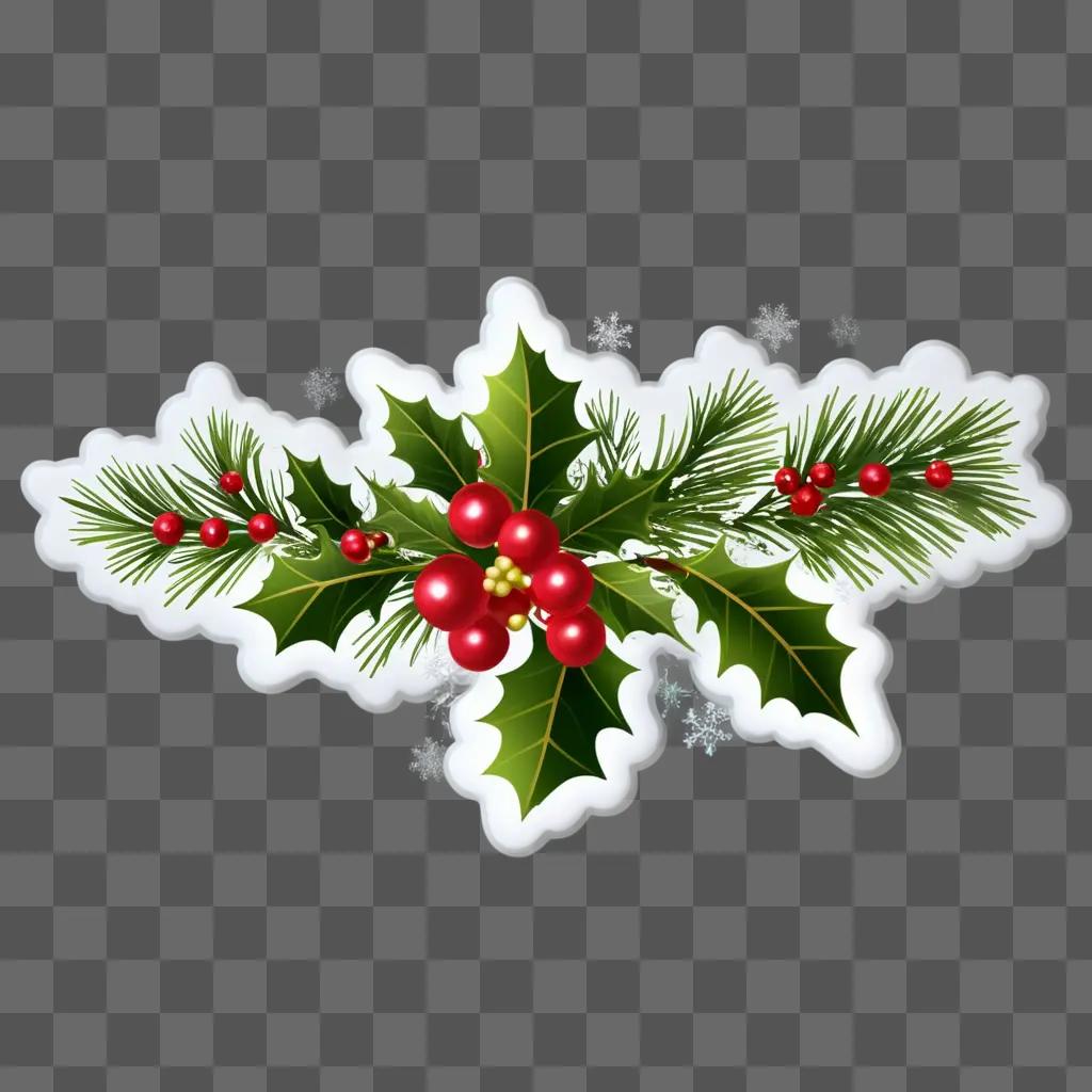 Christmas clipart with red berries on a white background
