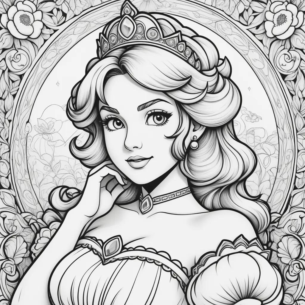 Colorful Princess Peach Coloring Page