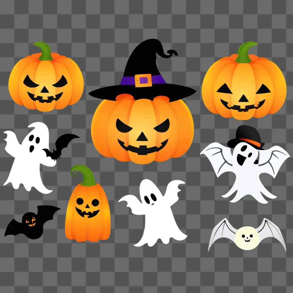Cute Halloween clipart features pumpkin and ghost