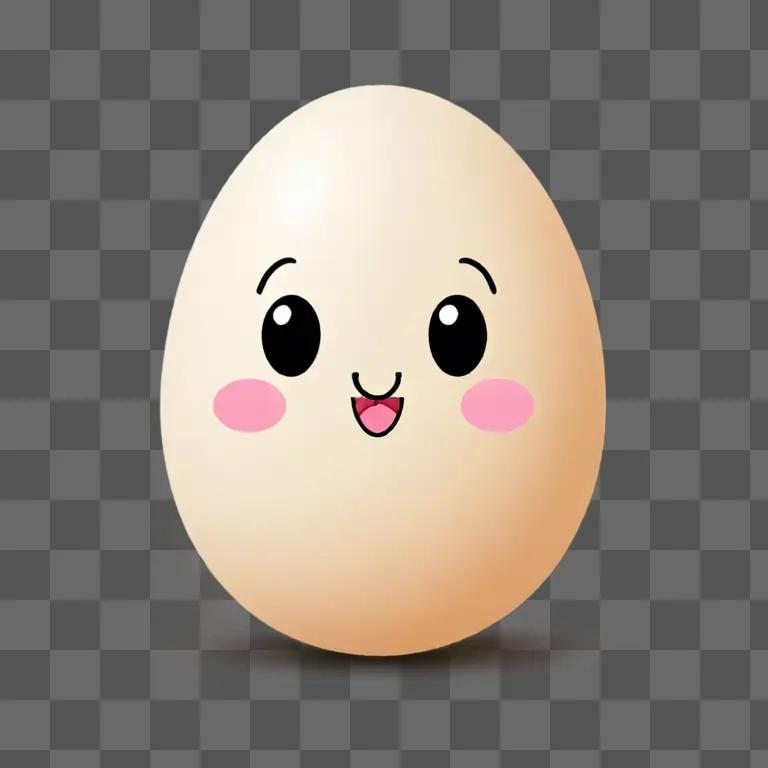 Cute kawaii egg drawing on a beige background