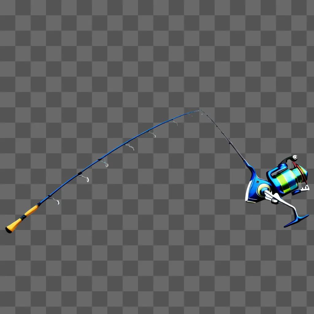Fishing pole clipart with a blue and orange color scheme