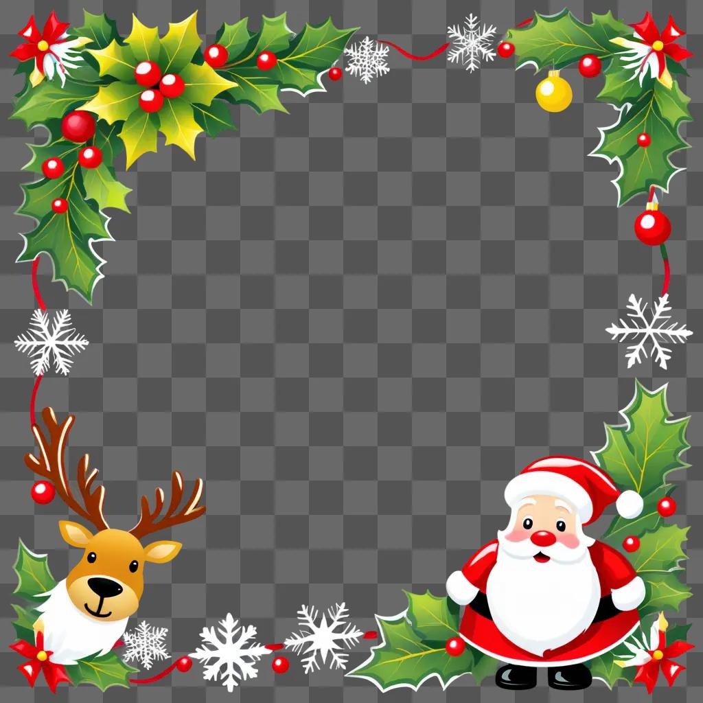 Free Christmas Clipart Borders with Santa and Reindeer