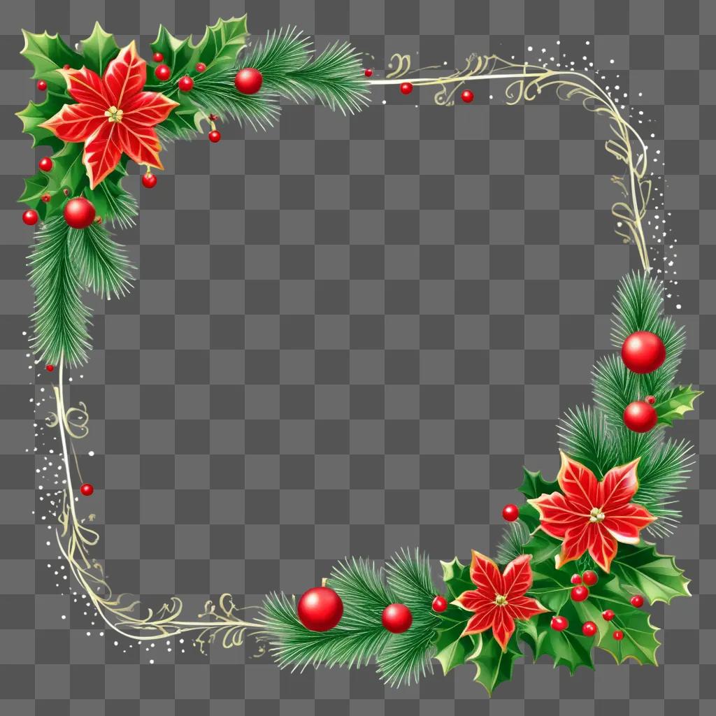 Free Christmas clipart borders with red poinsettias