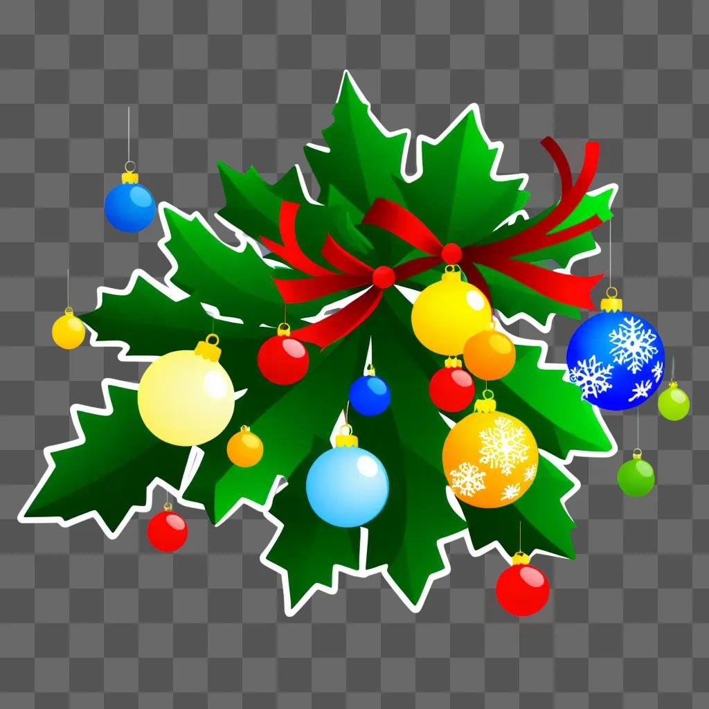 Free Christmas clipart with holly and balls