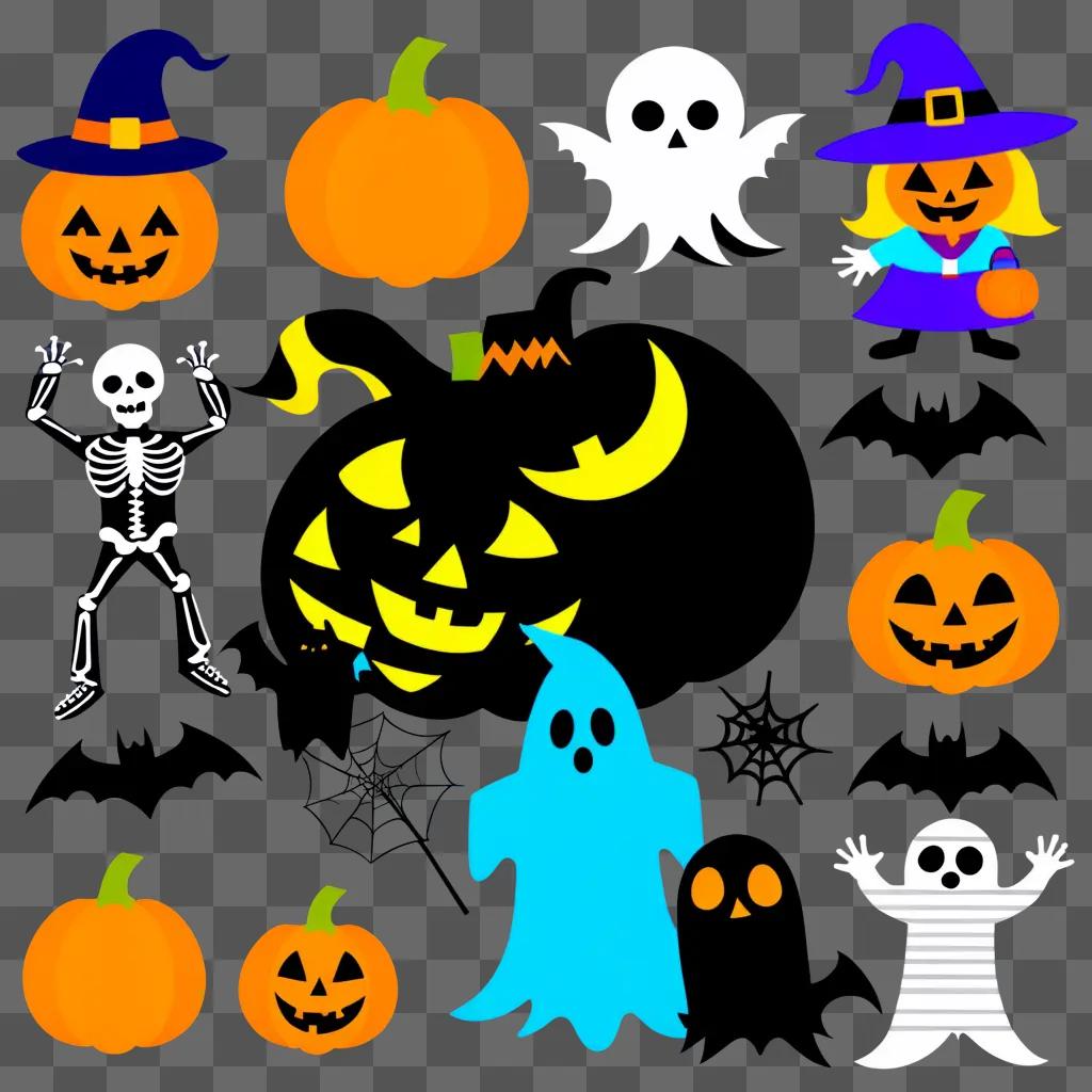 Free Halloween clipart with ghost and pumpkins