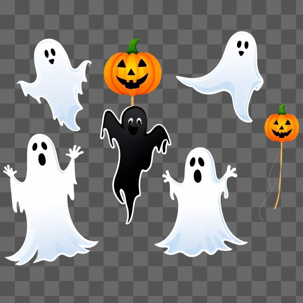 Halloween clipart features ghost and pumpkins
