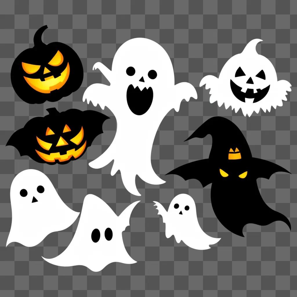 Halloween clipart free features ghosts and pumpkins