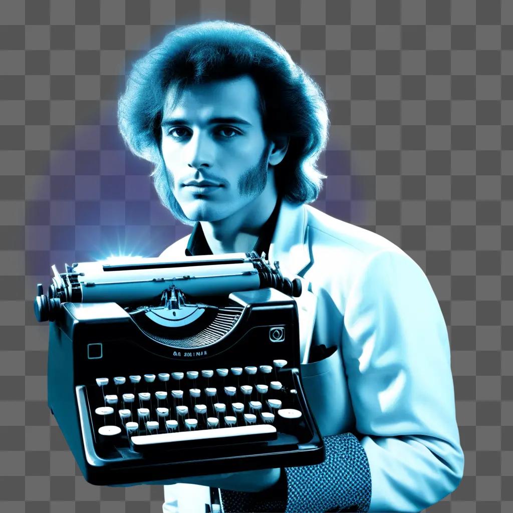 Pavement album cover with a man holding a typewriter
