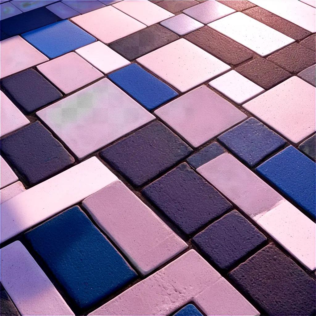 Pavement tiles create a unique pattern on the ground