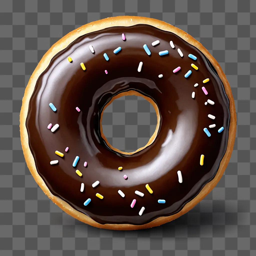Realistic donut drawing with chocolate glaze and sprinkles