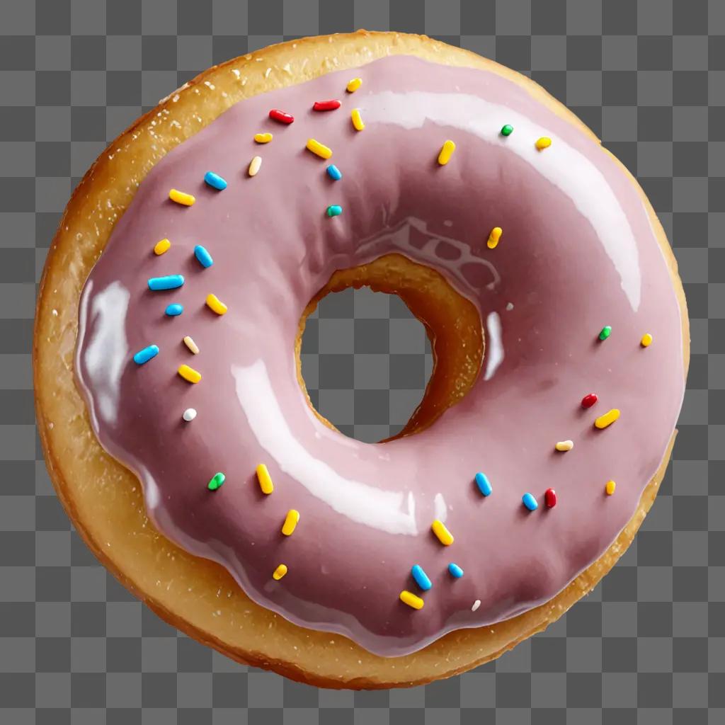Realistic donut drawing with pink glaze and sprinkles