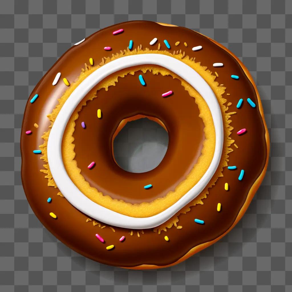 Realistic donut drawing with sprinkles and chocolate