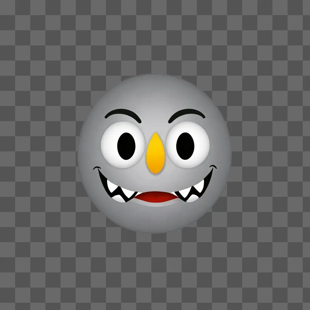 Scared emoji face with black teeth and yellow nose