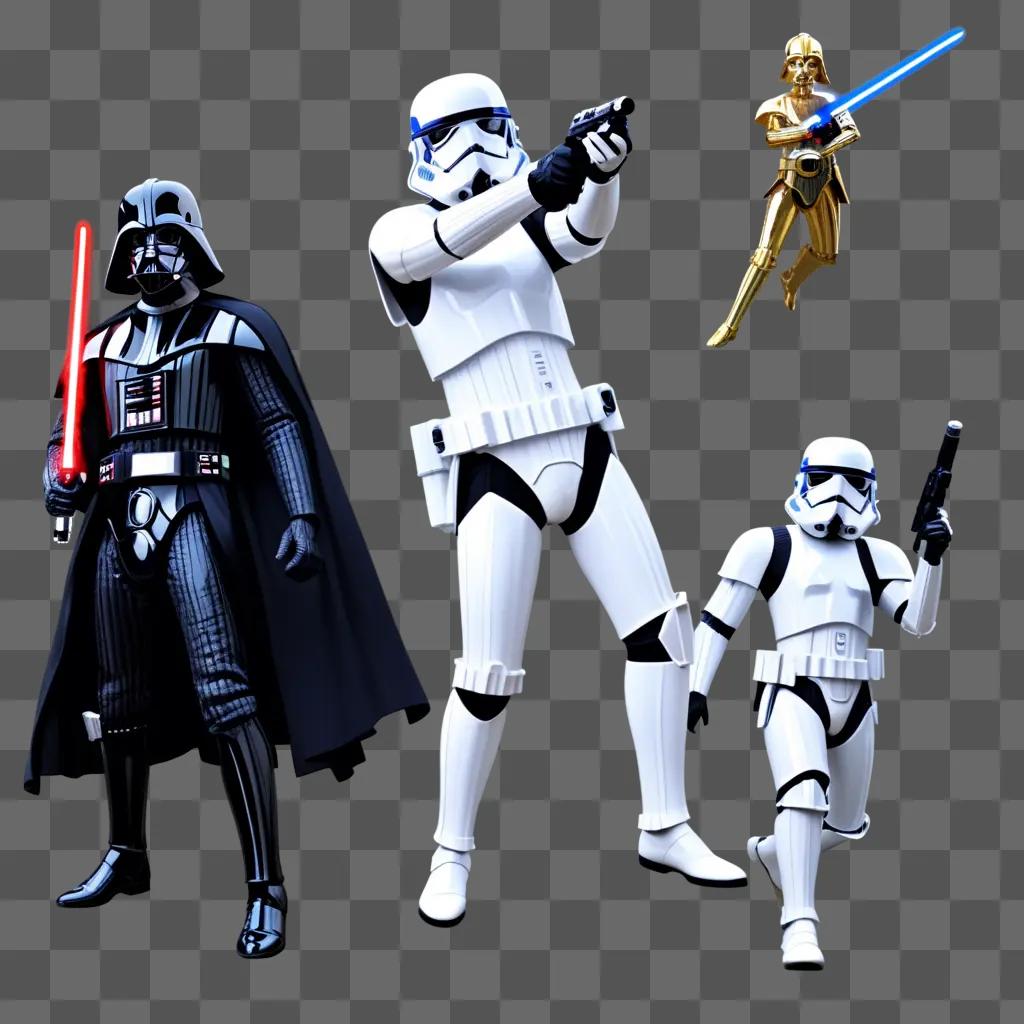 Star Wars clipart featuring stormtroopers and lightsabers