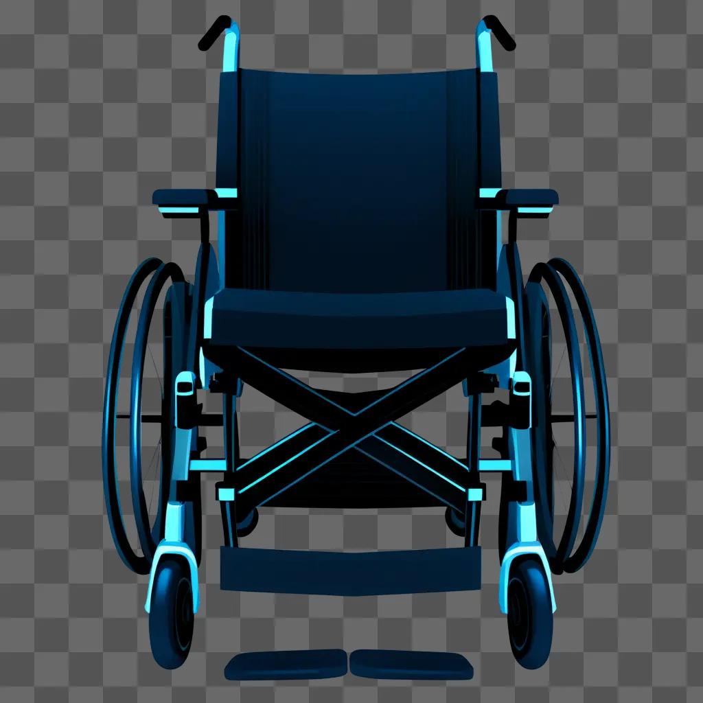 blue wheelchair with glowing wheels