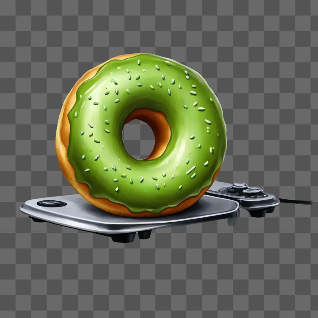 realistic donut drawing A glazed doughnut rests on a gaming console
