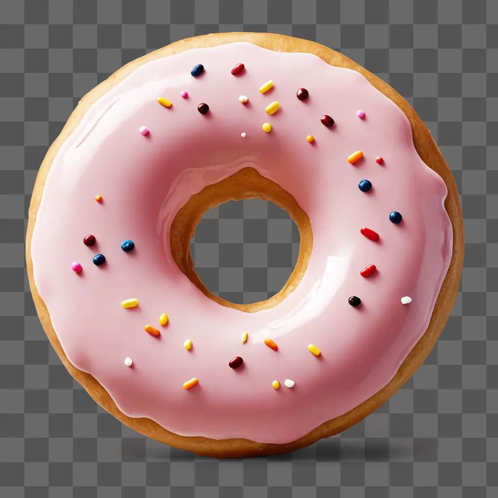 realistic donut drawing A pink donut with sprinkles and icing