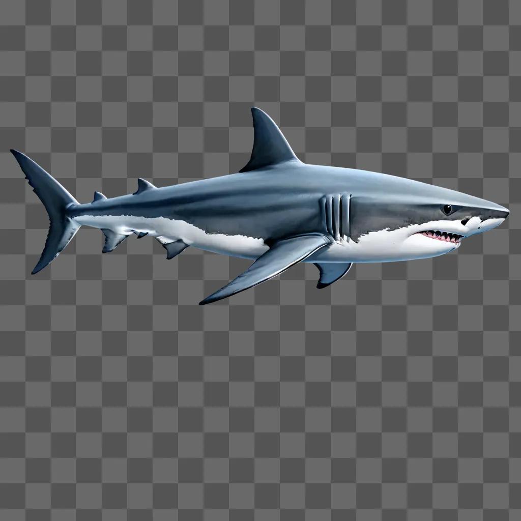 sketch shark drawing A 3D rendering of a shark on a grey background