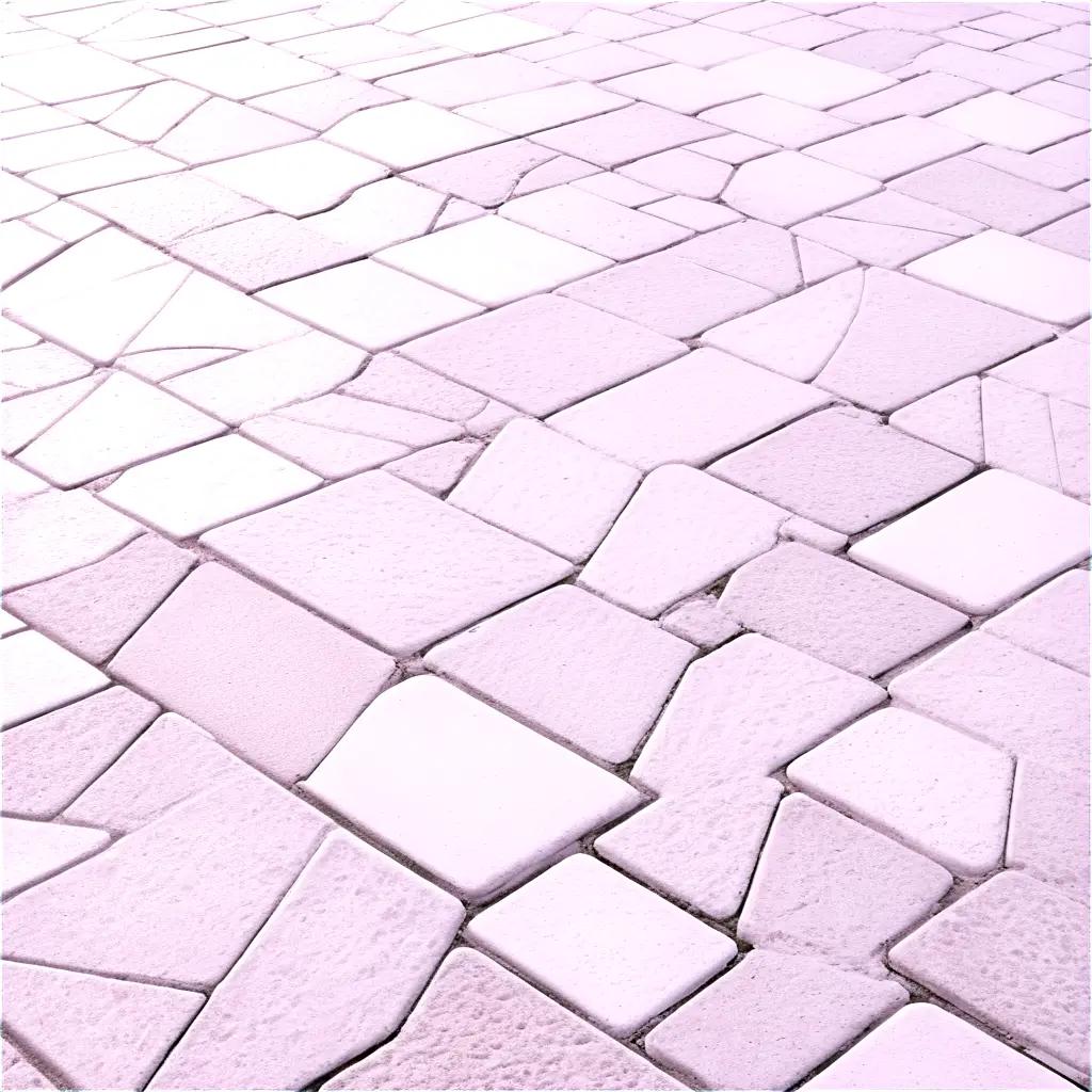 view of a pavement with a white and pink color scheme