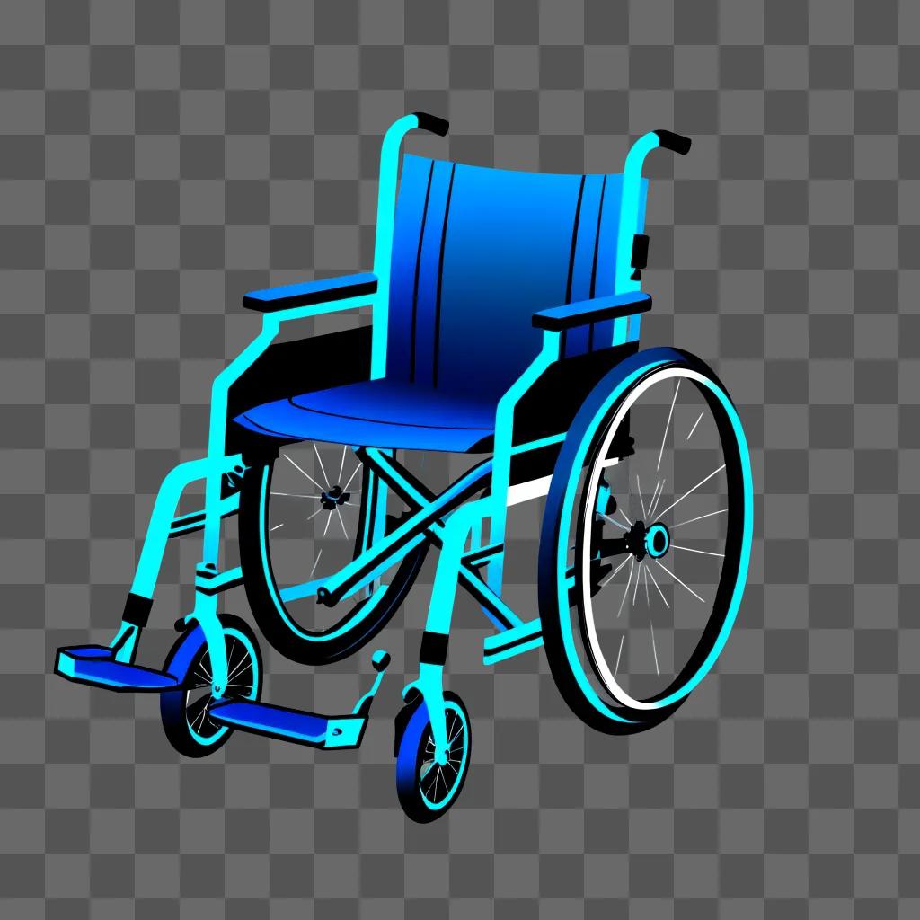 wheelchair in a blue neon light
