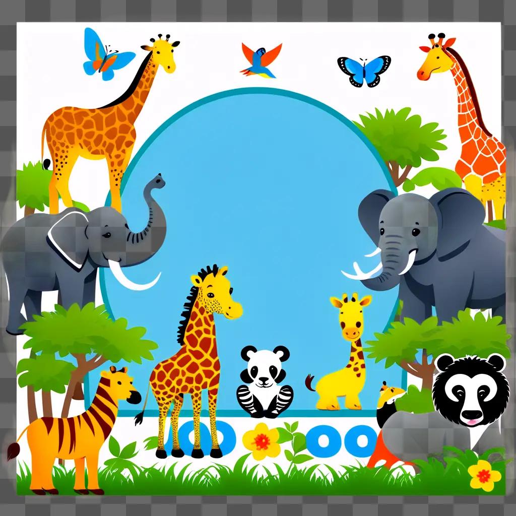 zoo clipart with animals and trees