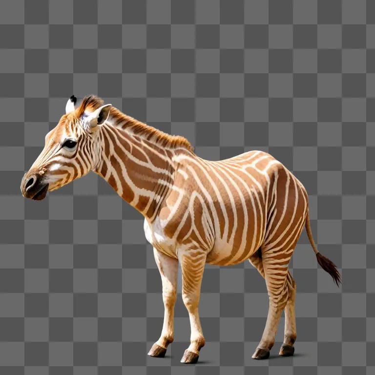 A zebra in the zoo stands against a brown background