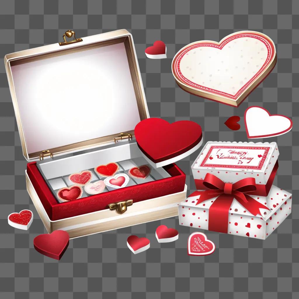 Valentines Day Clipart Featuring Hearts and Boxes