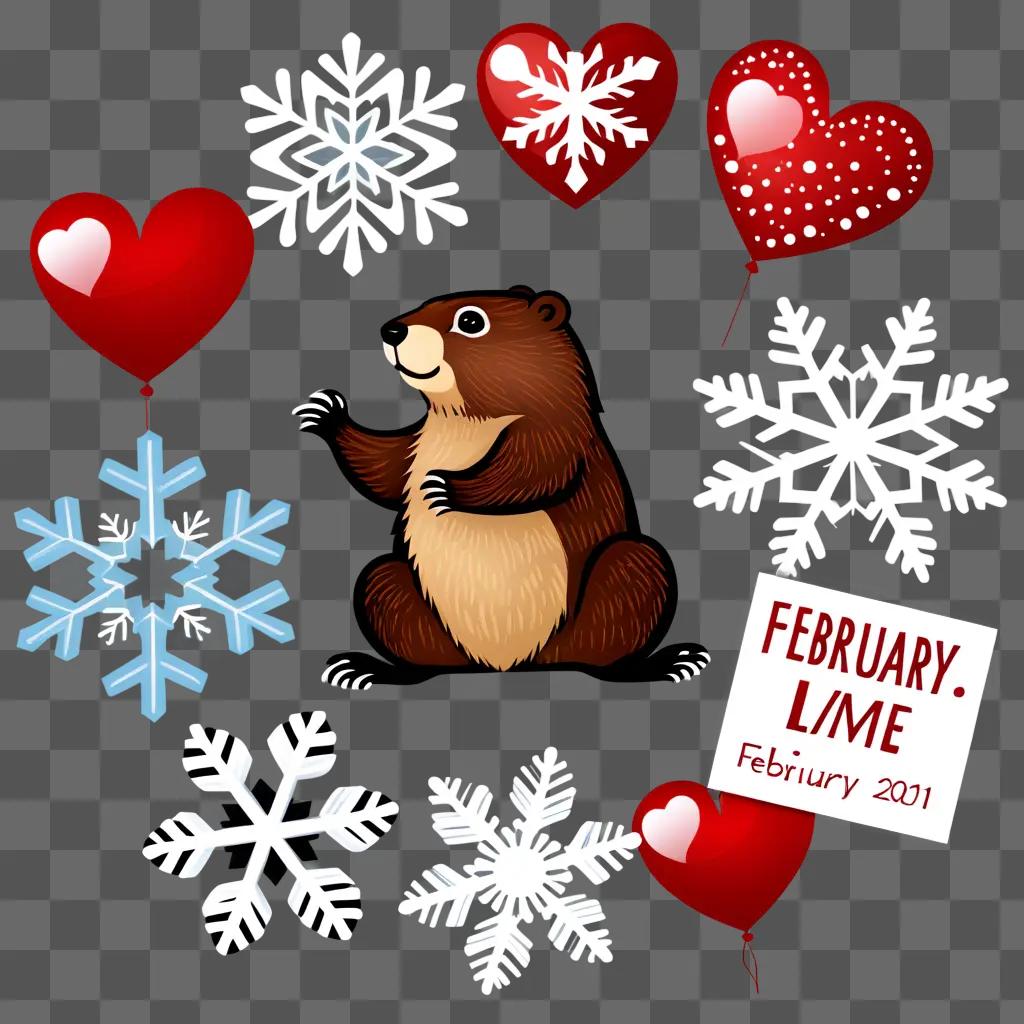 bear surrounded by February clipart