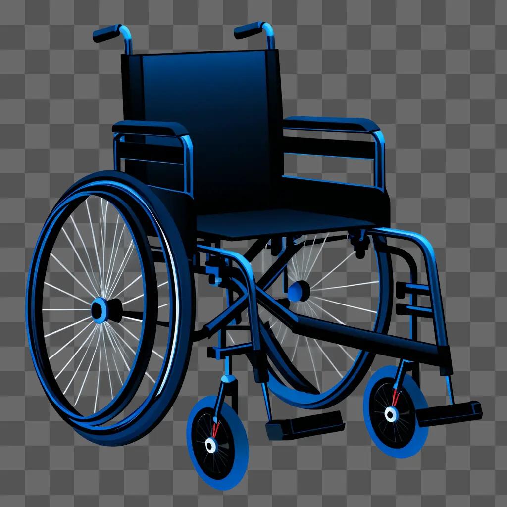 blue wheelchair is lit up in the dark