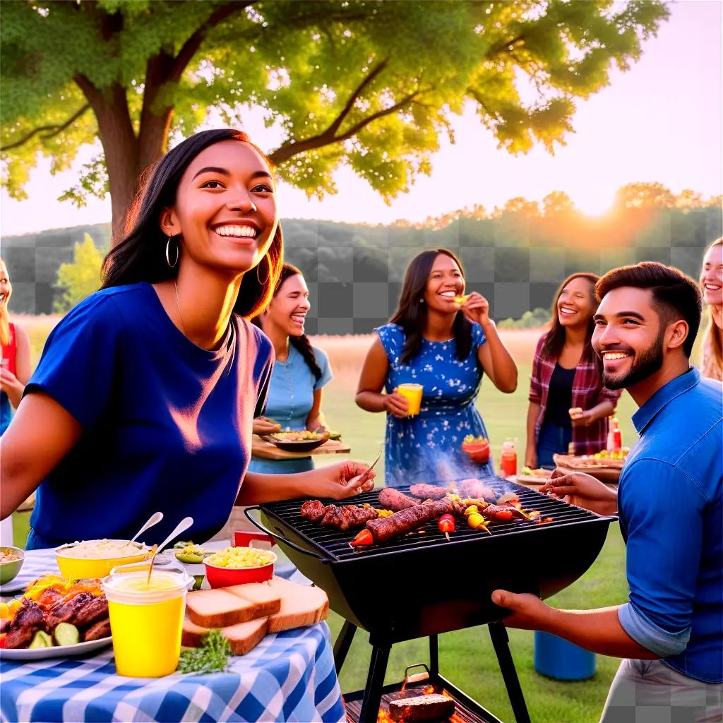 group of people enjoy a cookout together