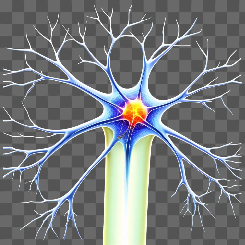 neuron with branches and a small glowing spot